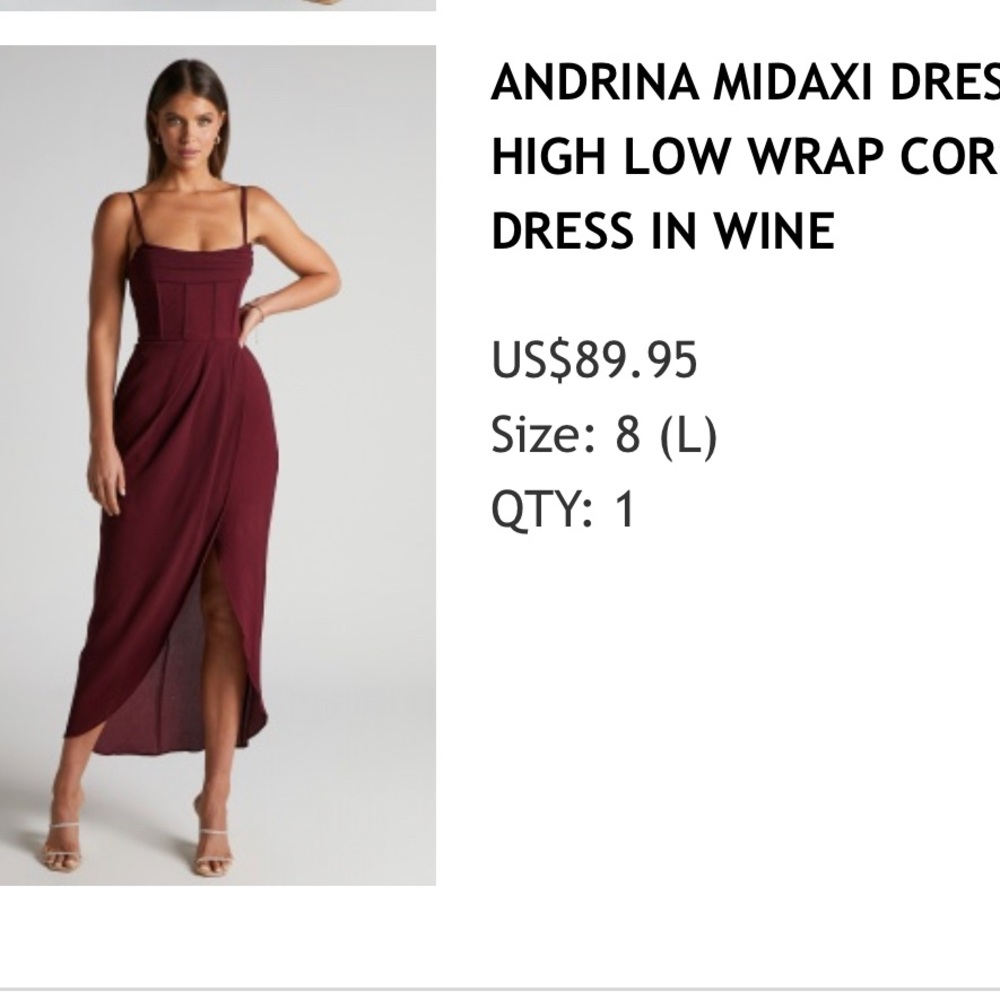 Midaxi Dress in Wine